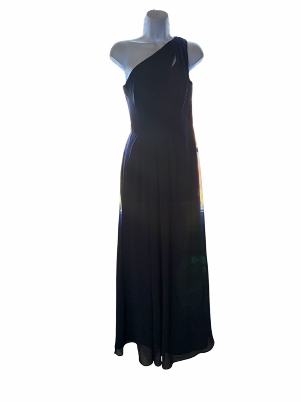 One-Shoulder Navy Evening Gown